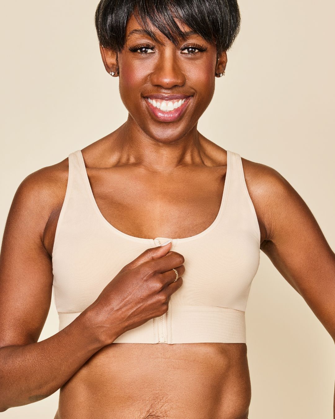 Test - Wilderness Front‑Closure Cotton Bralette - Buff