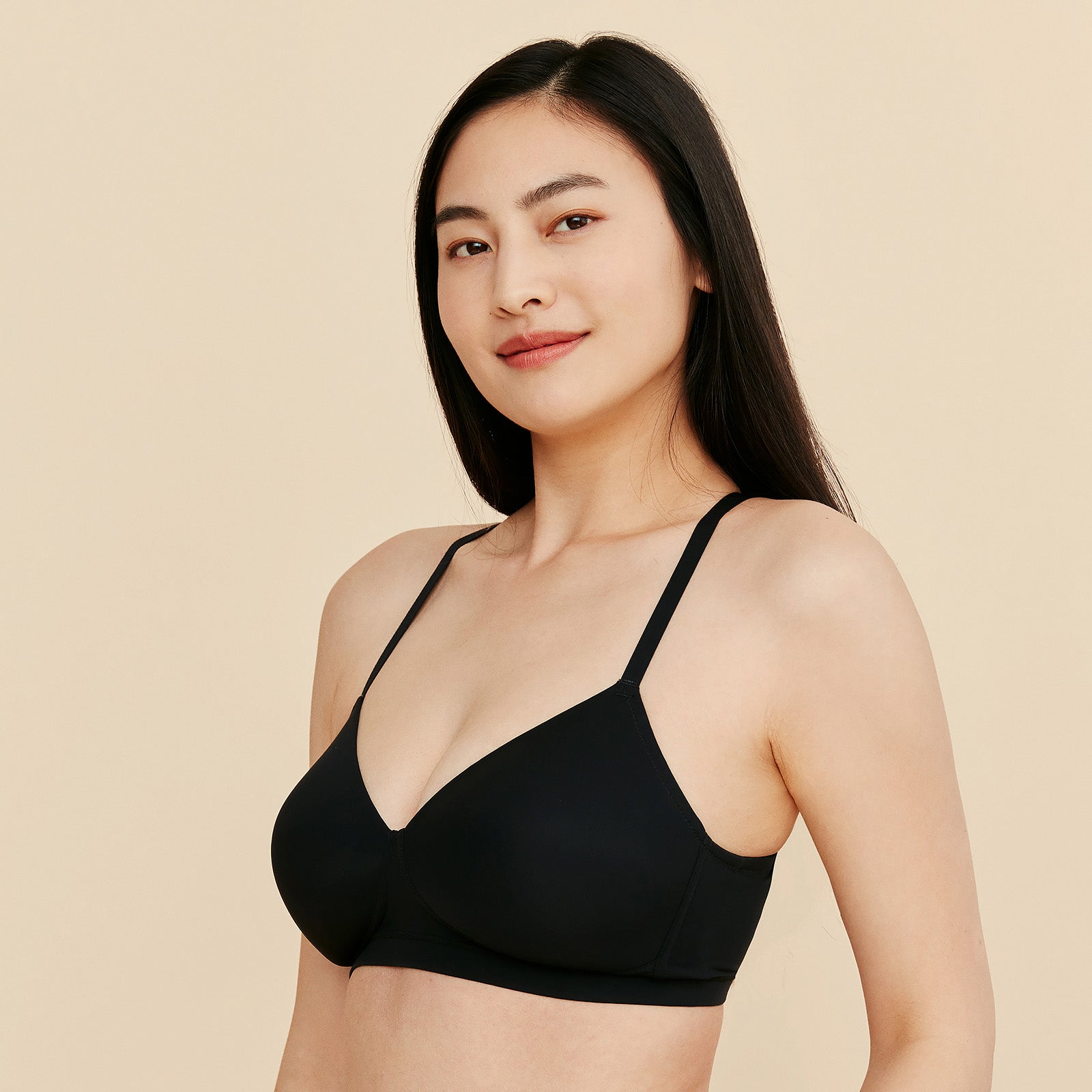 Image of Black Padded Pocketed Mastectomy Bra