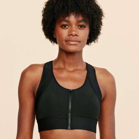 Sports Bra for Mastectomy Patients (Front Closure Black)